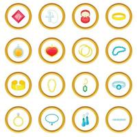 Jewelry items icons circle