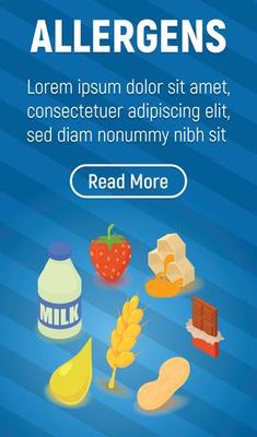 Allergens concept banner, isometric style