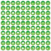 100 comfortable house icons set green circle