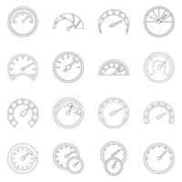 esquema de conjunto de iconos de velocímetro vector