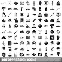 100 iconos de opresión, estilo simple vector