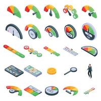 Credit score icons set, isometric style vector