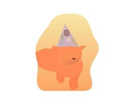 gato relajado con un atributo de cumpleaños vector