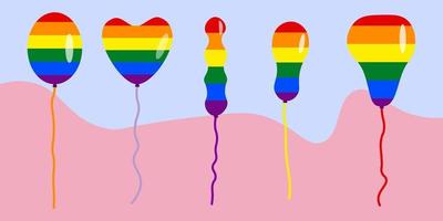 Isolated colored balloons. Homosexual men and women, Sexual minorities. Vector graphics. Banner Flag for LGBT LGBTQ, and LGBTQIA stands for lesbian, gay, bisexual, and transgender.