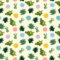 Cute kids seamless pattern with cactus,  moon,  sun, in cartoon style. Editable vector illustration. Summer seamless pattern with cacti.