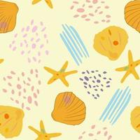 Seamless pattern with water star and geometric elements. Cute texture, marine theme design. Vector illustration