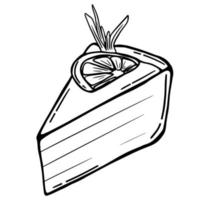 Black doodle of a lemon cake. Hand-drawn cake illustration. vector