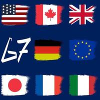 G7 Countries flags.Flags of member countries G7. Vector illustration.