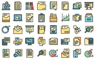 Record keeping icons set line color vector