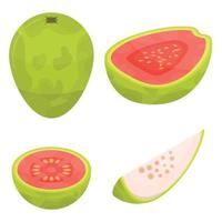 Guava icons set, isometric style vector