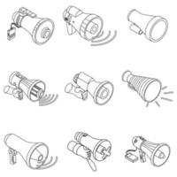 Megaphone icon set vector outine