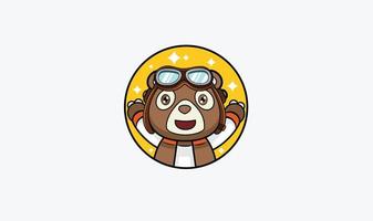 Pilot Bear Mascot Design vector