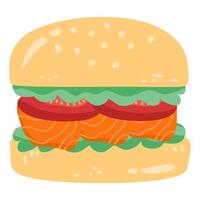 Burger with grilled meat tomato vector