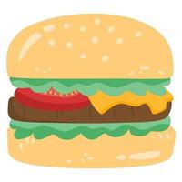 Hand drawn big burger doodle illustration vector