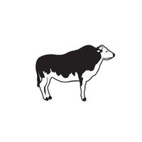 ilustración de vaca diseño vectorial en blanco y negro vector
