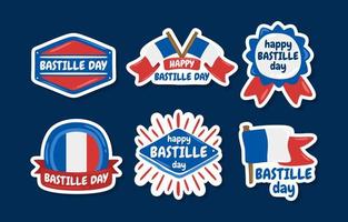 Bastille Day Doodle Badge Emblem Sticker Collection vector