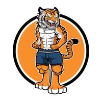 tiger muscle mascot vector illustration design