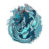 diseño de vector de ilustración de dragón de agua