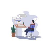 man working and received a phone vector flat style illustration design