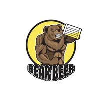 bear drinking beer illustration vector design