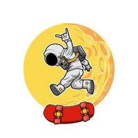 astronauta jugando skate board vector ilustración diseño
