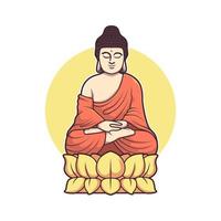 diseño de vector de ilustración de dibujos animados de buda