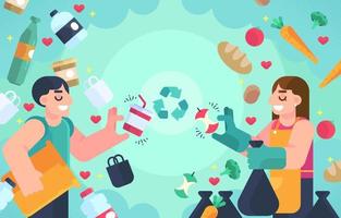 Couple Sorting Recyclables vector