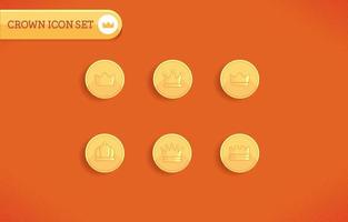 Gold Coins With Crown Icon Set vector