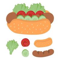 conjunto de ingredientes para perros calientes vector