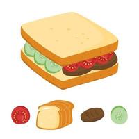 sandwich and tomatoes vector