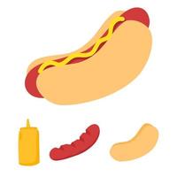 perrito caliente con salchicha con ketchup vector