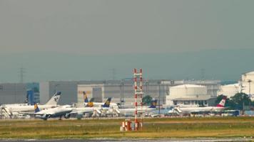 FRANKFURT AM MAIN, GERMANY JULY 17, 2017 - Lufthansa Airbus A321 take off at runway 07C. Fraport, Frankfurt, Germany video