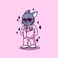 Fancy Cat with Pink Suit Illustration vector