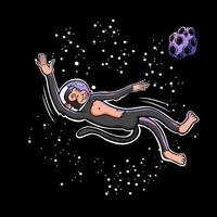 Illustration of an Ape Swimming in Space
