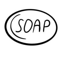 Black doodle of a soap. Hand-drawn bathroom accessories illustration. soap line art Illustration vector