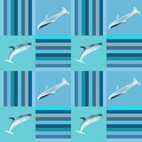 Sea pattern. Vector of a whale. Seamless summer pattern.