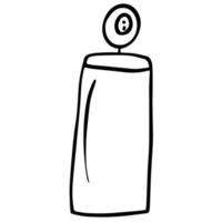 garabato negro de una botella. ilustración de accesorios de baño hechos a mano. ilustración de arte de línea de botella vector
