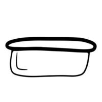 Black doodle of a bowl. Hand-drawn bathroom accessories illustration. bowl line art Illustration vector