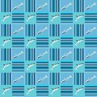 Sea pattern. Vector of a whale. Seamless summer pattern.
