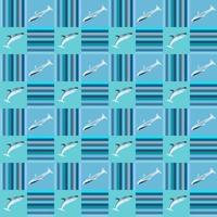 Sea pattern. Vector of a whale. Seamless summer pattern.