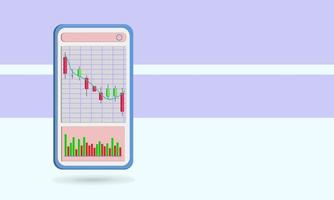 3D candle stick icon vector and volume, stock market theme for investment, downtrend effect.