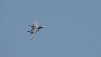 NOVOSIBIRSK, RUSSIAN FEDERATION JULY 28, 2019 - Russian Falcons aerobatic team by Sukhoi SU 35 Flanker E. Airshow at the Mochische aerodrome -UNNM- video