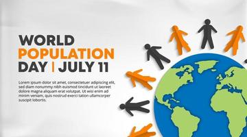 World population day background with paper decoration vector