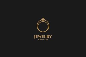 plantilla de diseño de icono de vector de logotipo de joyería de anillo plano. elegante, belleza, real