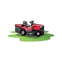 turf and lawn mower illustration logo vector