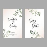 green leaves vector invitation wedding card with pastel colour