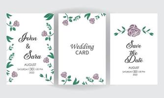 floral and green leaves vector invitation wedding card with pastel colour
