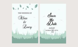 blue landscape vector design invitation. mountains scenery. Watercolor style. Natural and beauty card