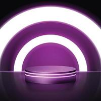 Futuristic cyber stage with 3d purple neon podium glowing for Product display presentation in darkness vector