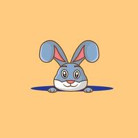 A rabbit is hiding in a hole vector flat design